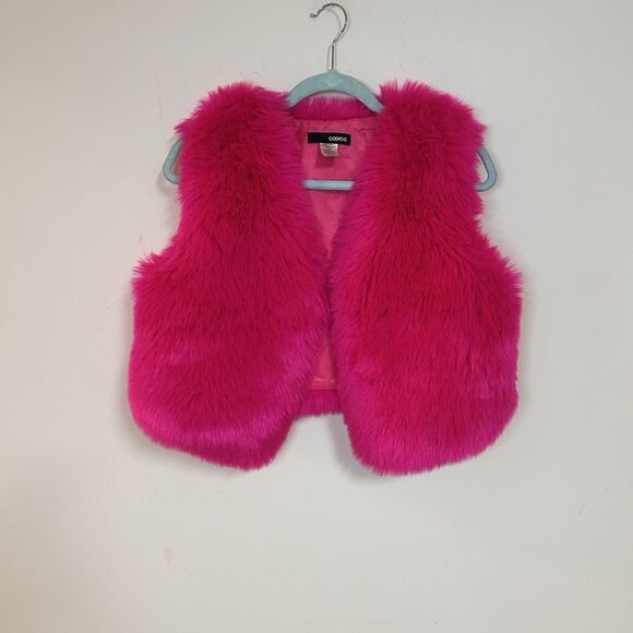 Codigo Jackets & Blazers - Hot Pink Faux Fur Vest Women S/M CODIGO Cropped Open Front Statement